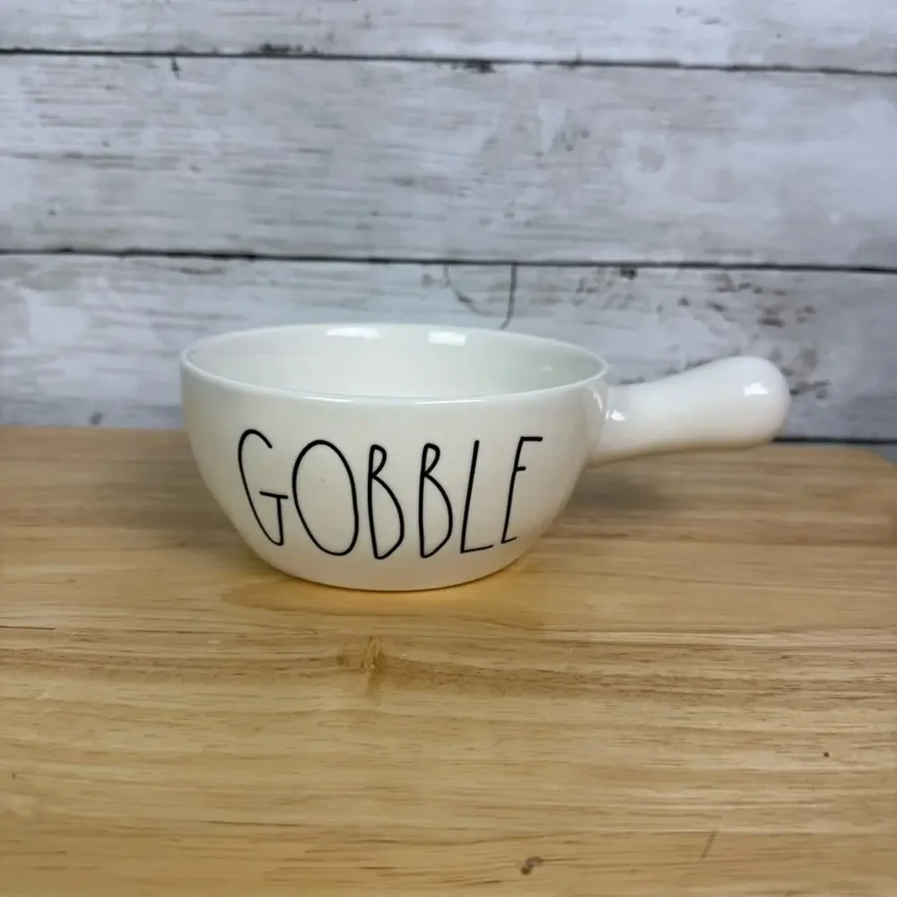 Rae Dunn Gobble & Thankful Soup Bowl with Handle